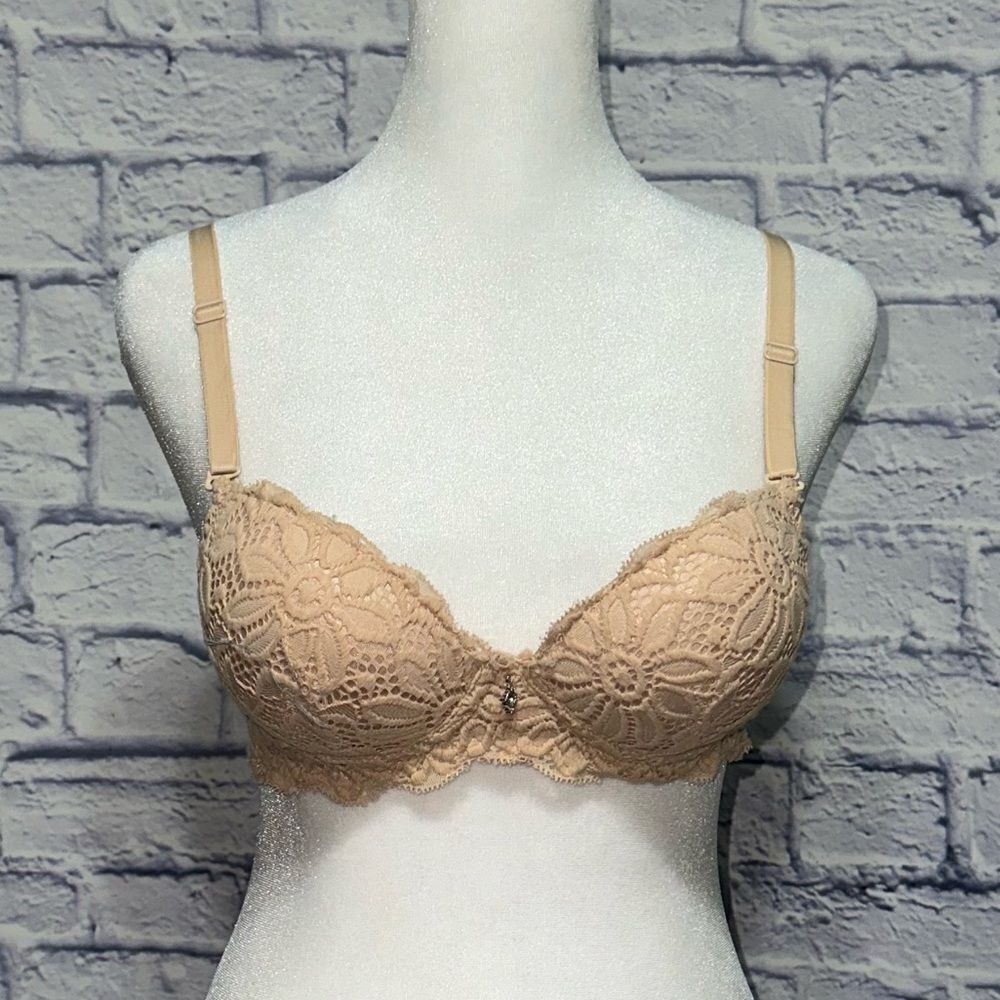Sister Hood Beige Lace Push-Up Bra Women's Size 34/75